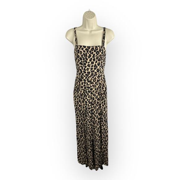 Band of Gypsies Womens size Small Leopard Wide Leg Split Hem Jumpsuit Mob Wife - Picture 2 of 12